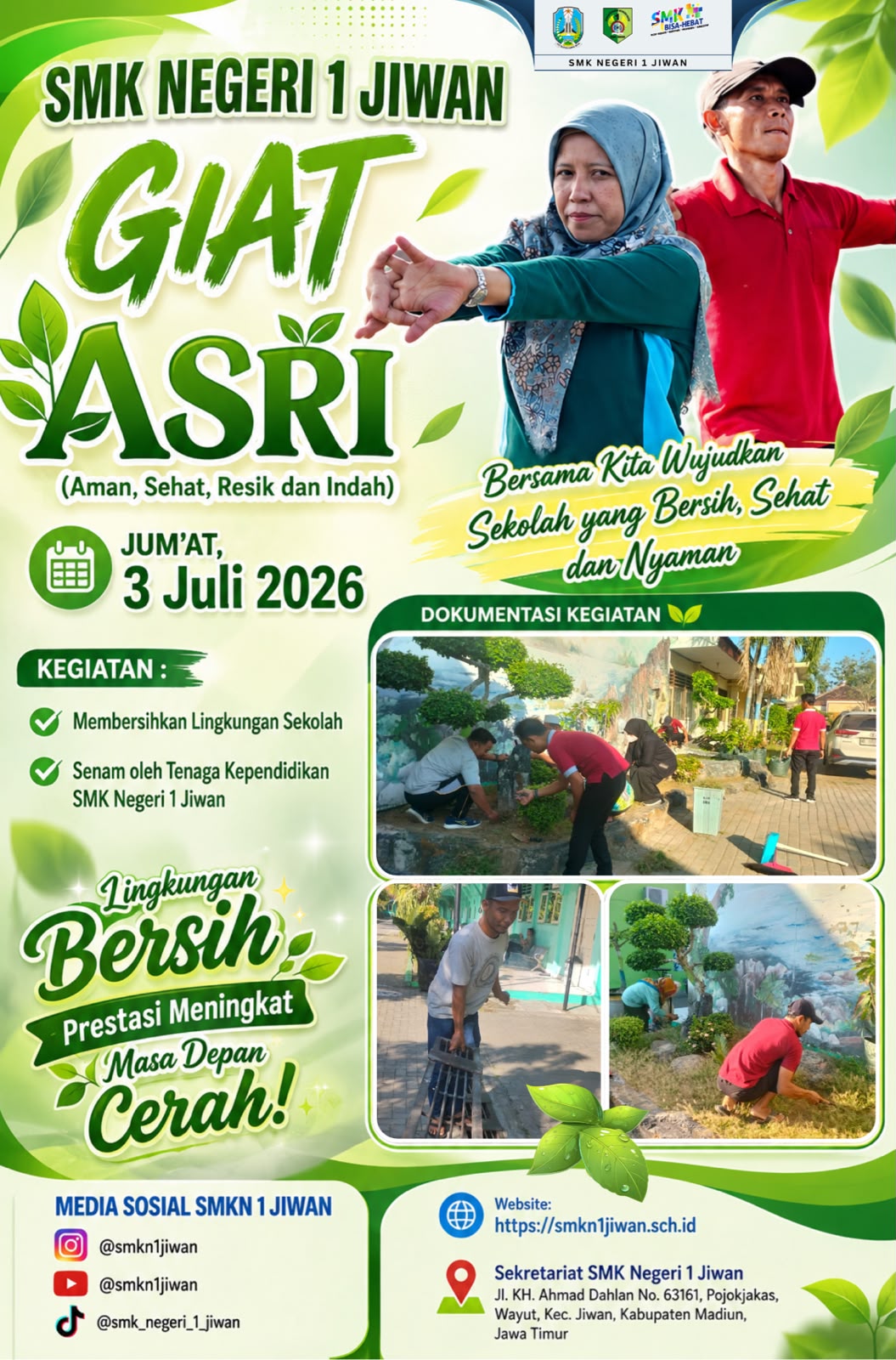 Wujudkan Lingkungan Bersih dan Sehat, SMK Negeri 1 Jiwan Gelar Aksi 